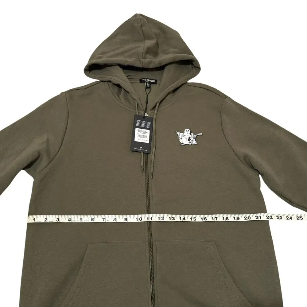 New True Religion Men's Classic Buddha Logo Full Zip Up Hoodie Sweatshirt Size L